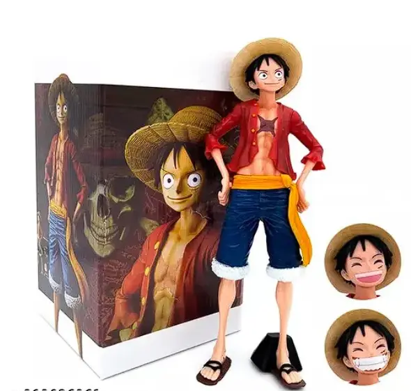 Premium One Piece Monkey D Luffy With 3 Different Faces Action Figure