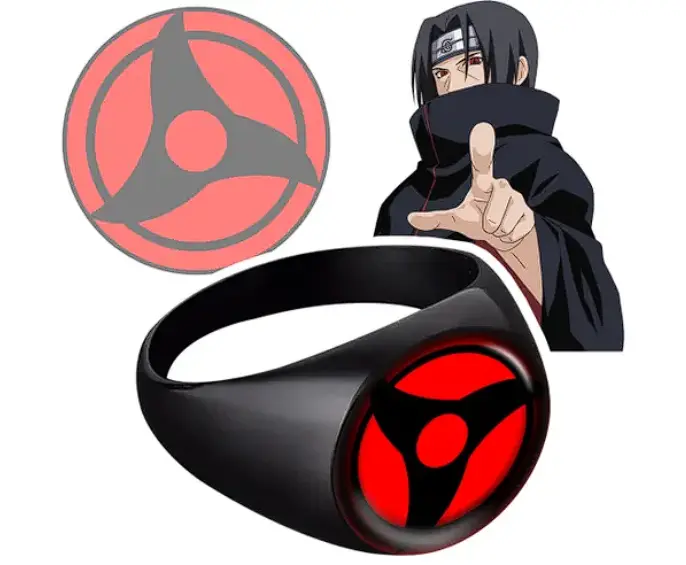 Anime Naruto Itachi Uchiha Mangekyo Sharingan Black Premiun Ring