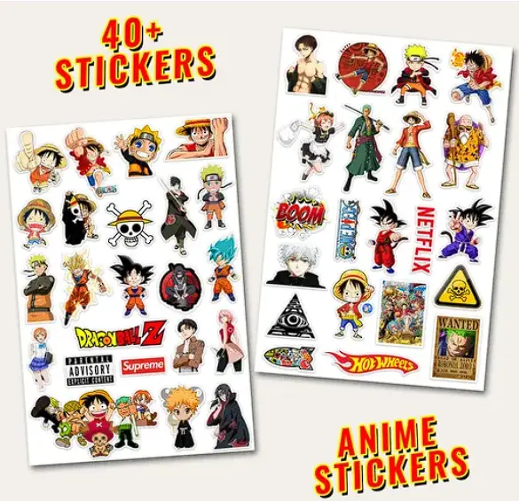 Anime Aesthetic Vinyl Stickers Nartuo , One Piece, Dragon Ball Z , Pack OF 40+ Stickers