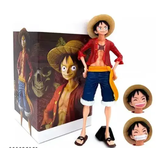 Premium One Piece Monkey D Luffy With 3 Different Faces Action Figure