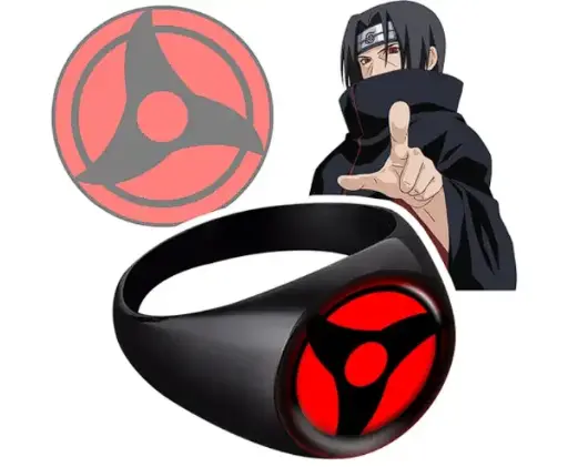 Anime Naruto Itachi Uchiha Mangekyo Sharingan Black Premiun Ring