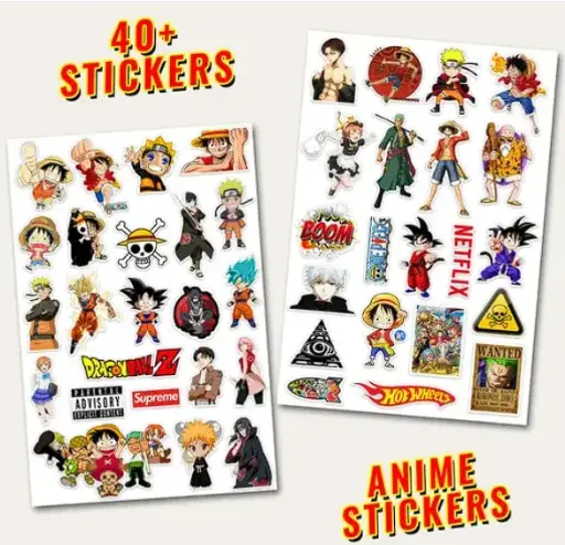 Anime Aesthetic Vinyl Stickers Nartuo , One Piece, Dragon Ball Z , Pack OF 40+ Stickers