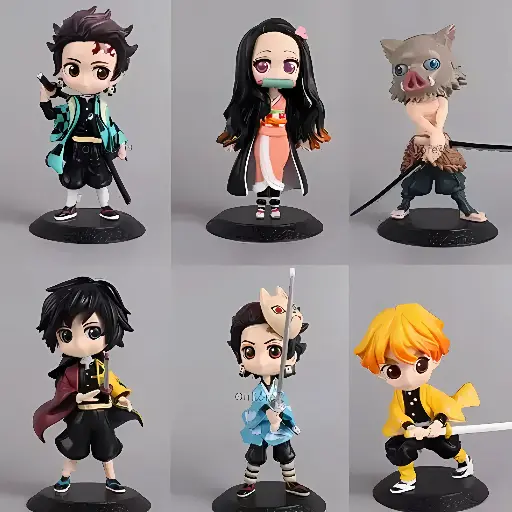 Anime Demon Slayer 6pcs Set Mini Action Figure Height- 7cm 
