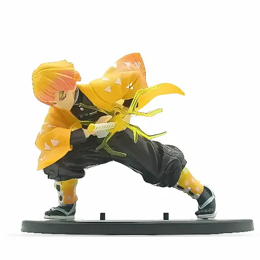 Anime Demon Slayer Zenitsu Agatsuma Fighting Action Figure Height-14cm Authentic Design